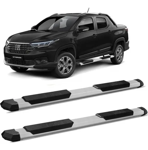 Estribo Lateral Alumínio Preto e Prata Extreme Ranger S-10 Hilux L200 Strada C&K