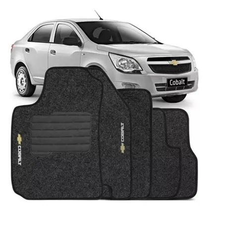 Jogo 4 pcs Tapete Chevrolet cobalt Preto com Logo mzytb ssdvg