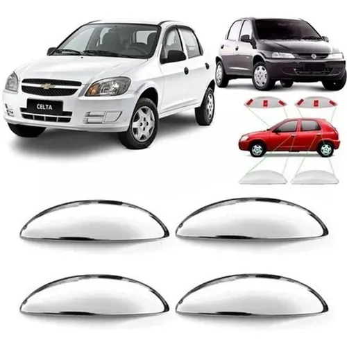Aplique Protetor Cromado P/ Maçanetas Chevrolet Celta 4 Portas