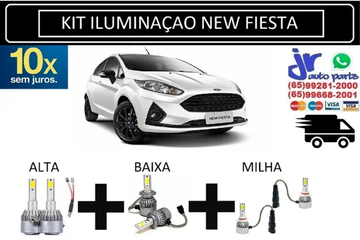 Lampada Ultra LED (Alta/Baixa/Milha) New Fiesta 6000K 12V 24V