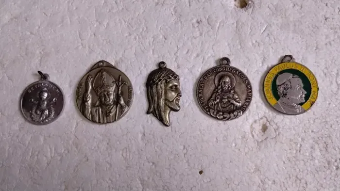 Medalhas religiosas antigas kit com 5 um #av