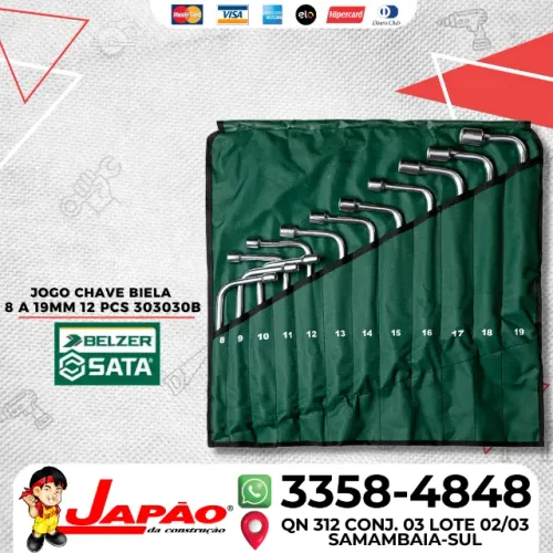 Kit Jogo Chave de Biela 12 Peças 8 a 19mm Profissional Belzer 303030B Qualidade Máxima