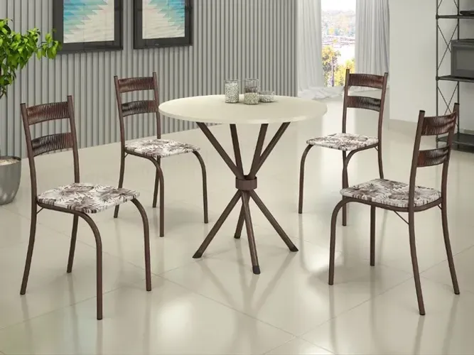 Mesa Tubular Macaé Tampo Circular 0.75 Com 4 Cadeiras l54
