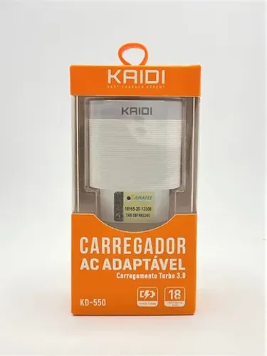 Fonte Carregador 1 Entrada Usb 3.0 Turbo Tomada Kaidi Kd-550 Novo na Caixa