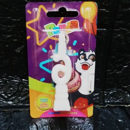Vela Numero Para Aniversario N 6 Branco Panda