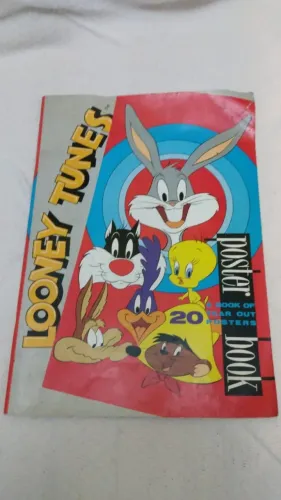 Livro pôster antigo Looney Tunes 1989 com avarias. poster book
