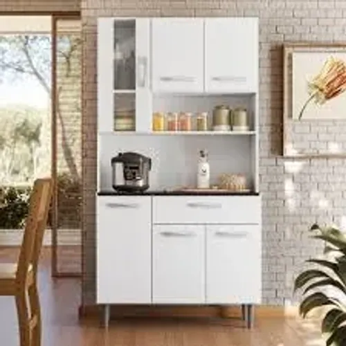 Armário Cozinha Carol 6Pts 1Gv Branco Poliman - Entrega Rápida! 