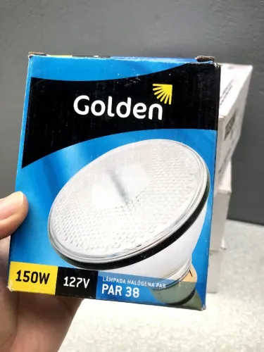 Kit 12 Lampadas Halógenas PAR 38, 127 volts, 150 whats, 2700 kelvin (Golden) - Pouco uso