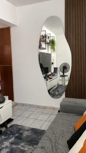 Espelho cristal prata com acabamento lapidado 