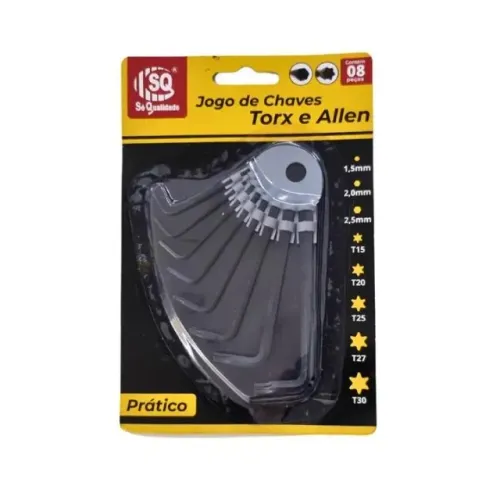 jogo de chave torx e  allen com 8 pecas  cartela sq-3291