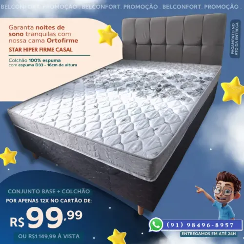 CAMA DE CASAL COLCHÃO D33 100% ESPUMA 