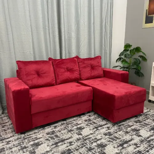 Sofá Florença 3 Lugares com Chaise Tecido Suede 200cm- Produto Novo Entrega Rápida