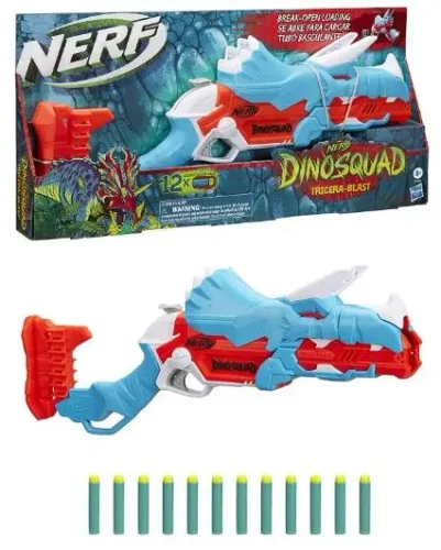 Nerf Lança Dardos Dinosquad Tricera-Blast - 12 Dardos