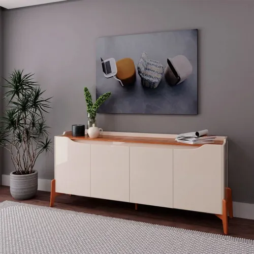 Aparador Buffet 1.6 Studio Imcal Off White / Nature 