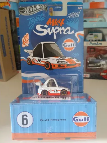 Combo Hot Wheels '94 Toyota Supra Gulf e Mini Container Gulf.
