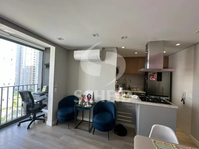 Locação Apartamento mobiliado 44m, ar condicionado, quarto, sala, cozinha, 01 vaga de gara
