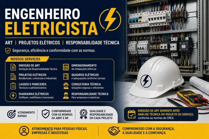 Engenheiro Eletricista - Assinatura, ART, Laudos, Projetos e Responsabilidade Técnica CREA