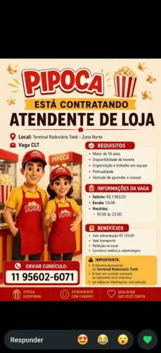 Vaga de atendimento ao público