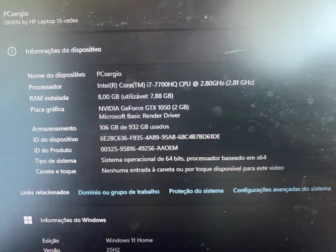 Notebook gamer Hp omen i7