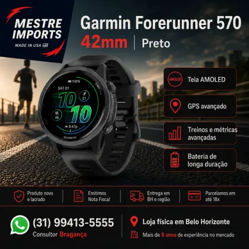 Garmin Forerunner 570 42mm Preto Novo Lacrado