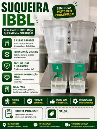 SUQUEIRA / REFRESQUEIRA - IBBL BBS2 - 30L - 2 Cubas 220V - Seminova