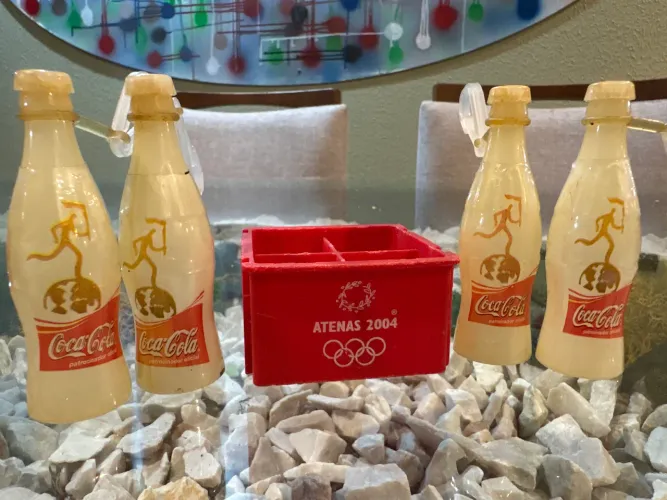 Kit Exclusivo Tocha Olímpica Coca-Cola Atenas 2004 + Mini Engradado