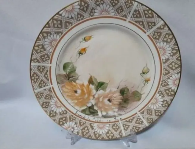 prato de sobremesa schmidt porcelana pintado a mão