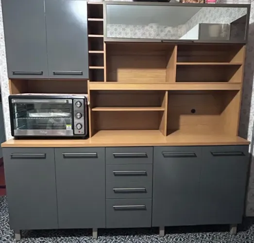 Armário De Cozinha Valdemóveis Maranella Cinamomo Grafite Cor Preto