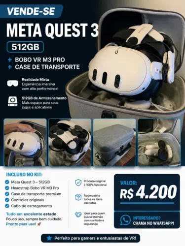 Meta Quest 3 512 Gb + Bobo VR M3 Pro + Case
