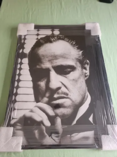 Quadro decorativo poderoso chefão godfather 50x70 moldura preta com vidro