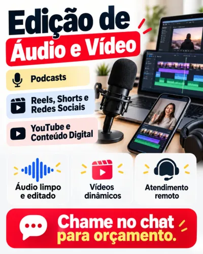 Ediçao de áudio e video para redes sociais - criação de conteúdo