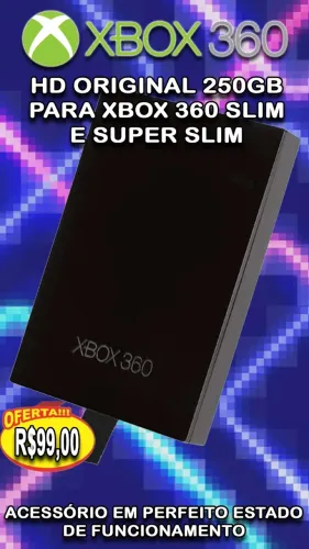 HD Interno 250GB Microsoft - Original para Xbox 360 Slim e Super Slim!