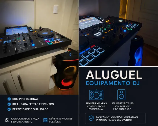 ALUGUEL DE EQUIPAMENTO DJ - Pioneer XDJ-RX3 + JBL PartyBox