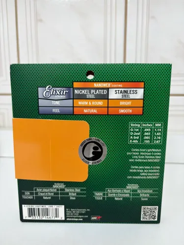 Encordoamento Elixir para Contrabaixo 4 Cordas 0.45
