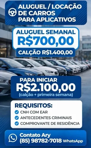 ALUGUEL / LOCAÇÃO DE CARROS PARA APLICATIVOS