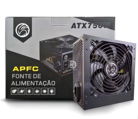 Fonte 750w Real pfc ativo bivolt automático, PCI-e 8 pinos