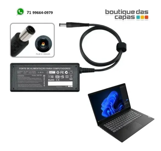Fonte Carregador P/ Notebook Hp compaq 18.5v 3.5a Plug. 7.4mm × 5.0mm mod. Mm713