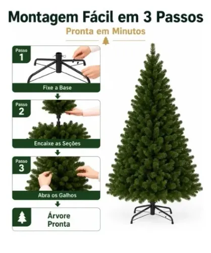 Árvore De Natal 2,40m Verde Tradicional 1500 Galhos Pinheiro