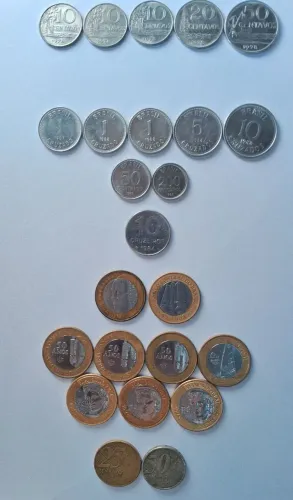 Lote de 24 moedas e 18 cédulas antigas (Leia a Descrição)
