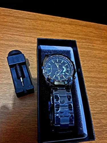 Relógio Masculino Oruss Luxo Preto Metal + Chave Ajuste Pulseira