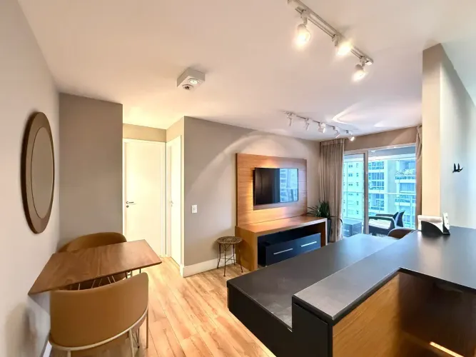 Apartamento mobiliado para alugar no Cube Campo Belo com 1 dormitório próx. metrô, Aeropor