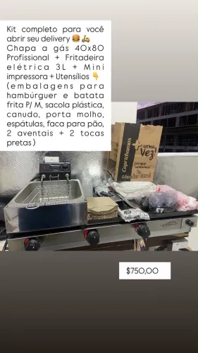 Kit para seu novo negócio, chapa +Fritadeira +embalagens