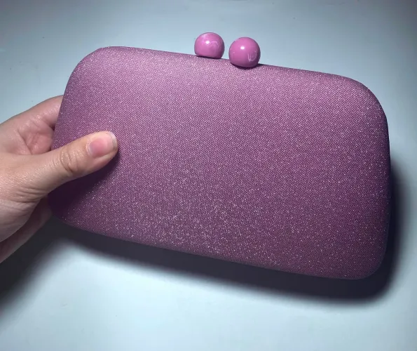 Bolsa de festa clutch rosa com glitter