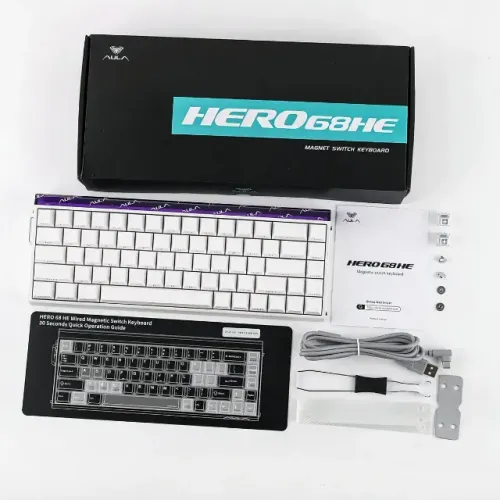 Teclado Magnético Aula Hero68 HE Branco | Rapid Trigger 0.01mm | 8000Hz | Novo Lacrado