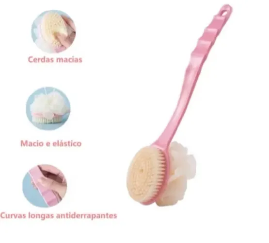 Escova De Banho Com Bucha 2 Em 1 Para Esfregar As Costas E Esfregar