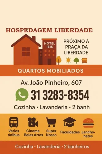 Quartos na Praça da Liberdade - Tudo incluído (luz, água, gás, Wi-fi e faxina) R$800 reais