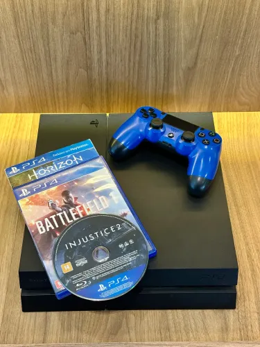 PLAYSTATION 4 CONTROLE 3 JOGOS E CAIXA
