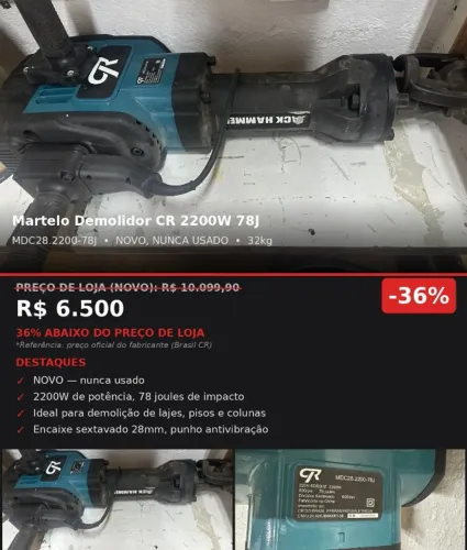 Martelo Demolidor CR MDC28.2200-78J ? Novo, Nunca Usado