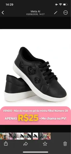Tênis infantil preto nº28