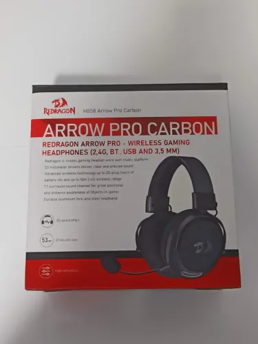 Headset Redragon Arrow Pro H858 Carbono - Sem Fio